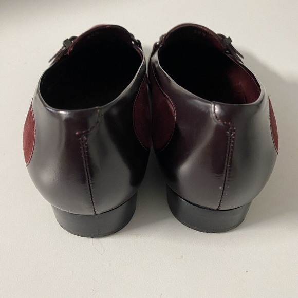 TOD's Loafer Round Toe Burgundy Red Suede Buckle Leather Strap 0.75" Hee… - Picture 7 of 11